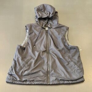 Vest S Women's Jones New York Sport Gray Sleeveless Hooded Full Zip Lined New